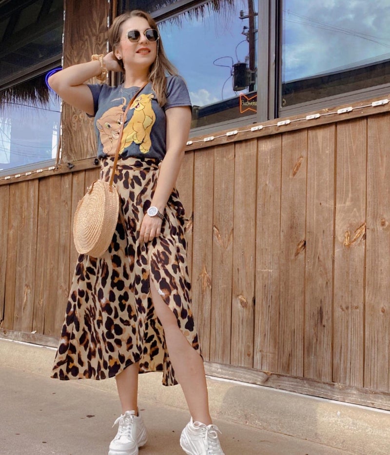 Newchoice Leopard Skirts for Women Long Tie Up Bowtie Summer Flowy Wrap Midi Skirt (M,Leopard Yellow) - Image 5